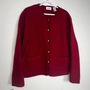 Vintage Tabi International Red 100% Wool Cardigan Sweater size xl
